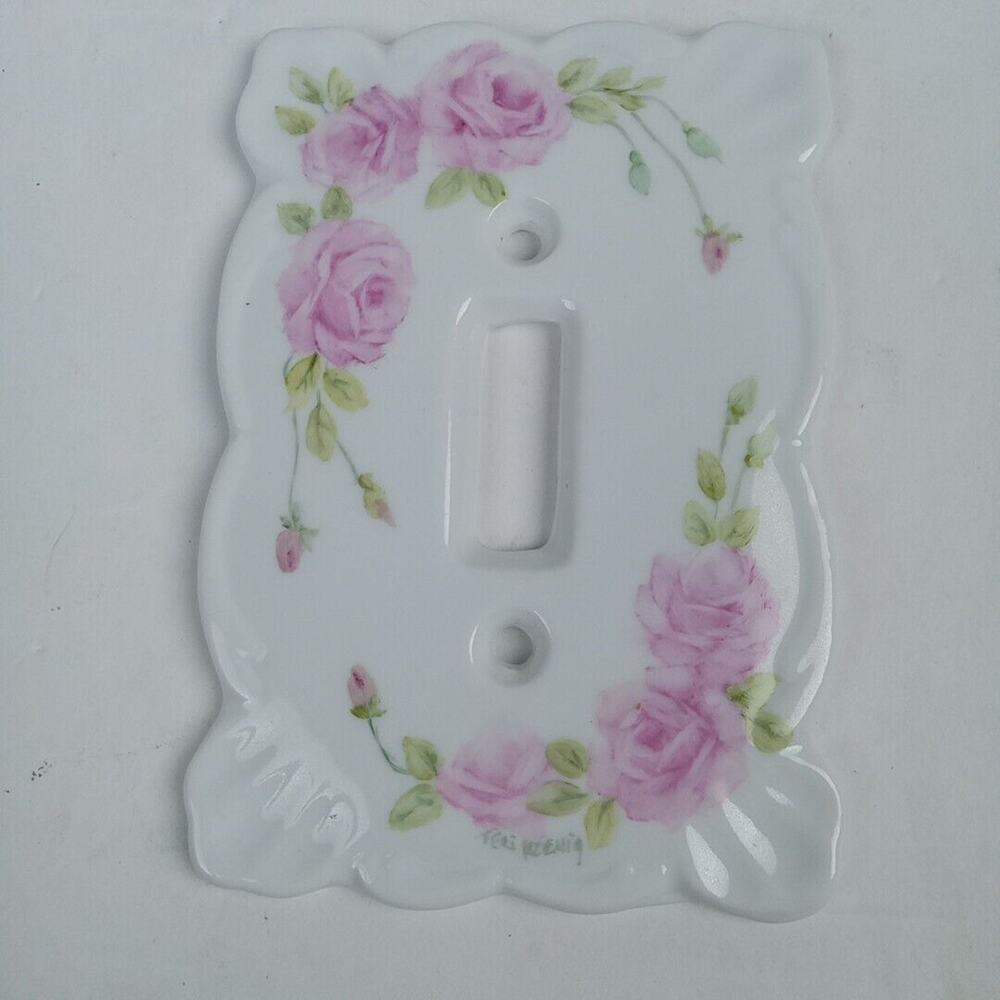 Sweet Baby Roses Flower Fairy Cottage Country Ceramic Single Light Switch Cover